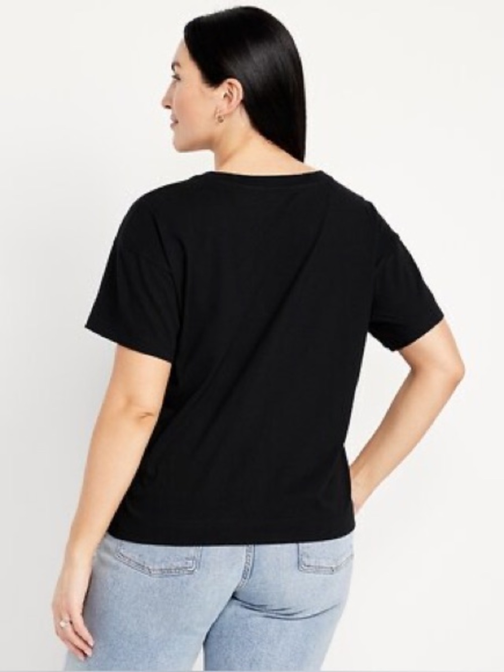Old Navy Black Vintage Cotton V-Neck
 Short Sleeve Tee Plus Size, XXL - Picture 10 of 10